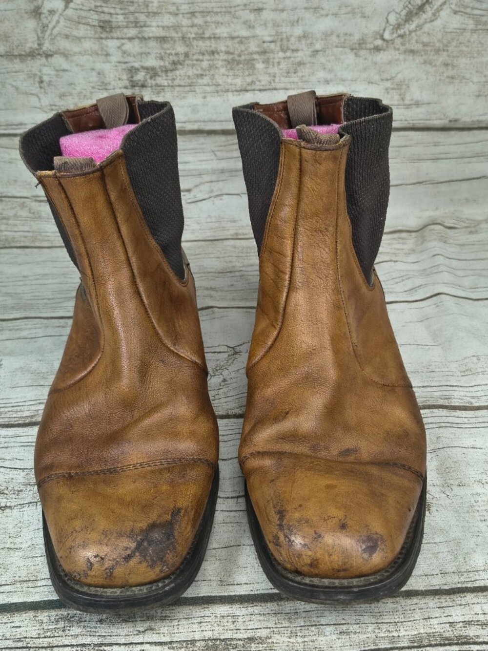 P + S Brown Leather Slip On Chelsea Boots Men Size 11